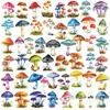 Adesivos de Cogumelo Novo Estilo Transfronteiriços 50 Peças, Materiais Coloridos Fofos para Decoração de Diário de Cogumelos, Adesivos Transparentes à Prova d'Água de PET