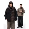 Suéter Cardigan de Punto Trenzado Estilo Perezoso Vintage Americano para Hombres y Mujeres Estilo Old Money Desgastado Cuello Alto/Solapa Suéter de Doble Uso