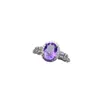 Anillo de Amatista Natural Popular al por Mayor de Fábrica Plata S925 Incrustado con Piedra Principal 6*8 Joyería de Lujo Venta Directa de Fábrica