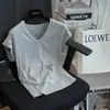 Nova Camiseta Feminina Manga Curta Slim Fit Gola U Manga Bufante Macia e Lisa para Primavera/Verão 2026 Top Base H032609