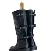 Botas de montar altas vintage de color negro bloqueado para mujer, otoño e invierno, con hebilla de cinturón, tacón grueso, alargan las piernas, por encima de la rodilla, botas largas de nicho