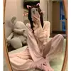 Nuevo Estilo Primavera y Otoño 2026 Pijama para Mujer con Ribete de Encaje Manga Larga Estilo Princesa Cárdigan Conjunto de Dos Piezas Conjunto de Ropa para el Hogar Imitación de Seda