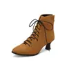 Botines de mujer con cordones, de tacón medio, a cuadros, talla grande, comercio exterior, 7001