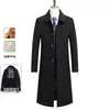 Abrigo de lana para otoño e invierno, de longitud media, estilo business casual, adecuado para papás, con forro de plumón desmontable, chaqueta abrigo de lana
