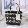 Bolso Tejido de Paja Estilo Ins Cesta de Verduras Bolso de Empaque Colorido de Moda Bolso de Mano Tejido para Mujer Bolso de Playa de Gran Capacidad