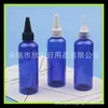 Botella exprimible azul 100ml botella de inyección de agua tapa de punta botella exprimible de aceite esencial 100ml botella de loción boca de punta botella gotero
