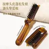 Pente dobrável com cerdas de javali e cabo longo para modelagem de cabelo feminino, ondulação, pente de madeira para dar volume, modelagem, desembaraçar e cuidados com o cabelo