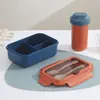 Caja de Almuerzo de Acero Inoxidable 304 para el Hogar de PP Dieléctrico Ligera para Comida Estudiante Conveniente Estilo Nórdico Caja de Almuerzo con Vajilla