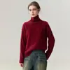 Zhenrong~ Suéter de Punto Minimalista Suave de Cachemir 100% de Cabra para Mujer, Cuello Alto, Perezoso y Adelgazante, Capa Base