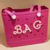 Bolsa Borg con Letra Inglesa Rosa Accesorios Bolsa con Agujeros Colgante para Bolsa Flor Grande de Zapato Hebilla Boggbag Accesorios para Bolsa de Playa