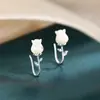 Brincos de prata de lei S925 Fangxing Flor de Lírio Orquídea para mulheres 2022 Nova Tendência design de nicho brincos de verão doces