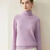 Suéter de cachemira pura 2026 otoño e invierno nuevo para mujer, cuello alto, camiseta básica, estilo suave, corte holgado, adelgazante, suéter grueso