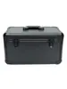 Caja de instrumentos portátil multifuncional de aleación de aluminio negra, grande y mediana, caja de herramientas de doble control para modelo de avión con esponja divisoria