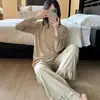 Pijama de algodón acolchado para mujer, colección de primavera y otoño, conjunto de loungewear coreano dulce y casual de manga larga y pierna larga, adecuado para usar tanto en interiores como en exteriores.