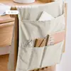 Bolsa de almacenamiento lateral para reposabrazos de sofá de lino, bolsa colgante para sala de estar, teléfono, control remoto, bolsa colgante de mesita de noche, organizador de almacenamiento