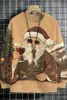 Popular Sudadera Cruzada Europea y Americana Otoño e Invierno Nueva Sudadera Pulóver con Cuello Redondo de Moda Estampado 3D para Mujer Navidad Calle