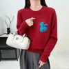 Suéter de punto suave y pegajoso con cuello redondo bordado de dibujos animados para mujer 2026 Otoño/Invierno nuevo estilo holgado perezoso que reduce la edad