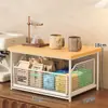 Estante de almacenamiento de escritorio para cafetera, bolsitas de té y tazas de agua, cesta de almacenamiento a prueba de polvo tipo cajón, caja de almacenamiento de gabinete para mesa de comedor de encimera