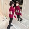 Top de outono e inverno para meninas, suéter de malha de urso de desenho animado para crianças de médio e grande porte, suéter de meia gola alta quente da moda