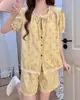 Pijama Nuevo Estilo Niña 2026 con Almohadillas en el Pecho para Mujer, Ropa de Casa de Algodón Nube con Encaje para Verano
