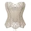Casaco Corselete Espinha de Peixe Estilo Francês com Design Vazado em Renda, Corselete Sem Alças, Corselete Ajustado com Bordado Floral Solúvel em Água para Mulheres