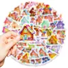 Compra Direta Transfronteiriça de 56 Conjuntos de Adesivos de Casa de Doces de Conto de Fadas em Cores Macaron, Decoração Fofa de Diário de Casinha, Suprimentos DIY