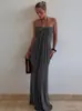 Vestido Cruzado Francés Sexy Sin Tirantes para Mujer 2026 Verano Nueva Moda Estilo Vacacional Color Sólido Con Cordones Vestido Largo Comercio Exterior