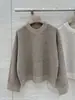 BORBOTIE Ropa de punto para mujer 2026 Otoño/Invierno Nuevo Estilo BC Old Money Cuello redondo Lentejuela Ganchillo Hueco Suéter