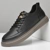 Sapatos de Camada Única para Outono Sapatos de Lona de Couro Bovino para Homens Sapatos Casuais Tendência de Couro Genuíno Sapatos de Couro de Cano Médio para Homens Aumento de Altura Interno Invisível para Homens