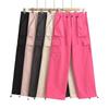 Pantalones casuales holgados con perneras anudadas para mujer, con bolsillos grandes, estilo callejero, para chicas atractivas