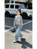 Conjunto de Primavera y Otoño para Niñas 2026 Nuevo Estilo Coreano Estilo Academia Sudadera con Cuello Polo Lazo Pantalones de Pierna Ancha de Mezclilla Dos Piezas