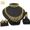 Joias folheadas a ouro de Dubai transfronteiriças joias de casamento femininas conjunto de quatro peças colar brincos anel pulseira joias
