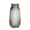 Florero de cristal gris transparente con boca de onda creativa estilo europeo flor de loto bambú rico florero arreglo floral para el hogar