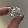 Anillo de Diamantes Completo de Lujo Ligero Vintage de Industria Pesada Europea y Americana Anillo de Múltiples Capas Estrella Anillo de Lujo Brillante de Gama Alta