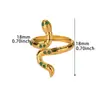 Anillo Abierto de Acero Inoxidable Vintage con Esmeralda Natural Transfronterizo Europeo y Americano, Anillo de Zirconia de Lujo Ligero de Gama Alta al por Mayor