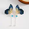 Pendientes de gancho de resina con forma de hoja ovalada y pluma, transfronterizos europeos y americanos, pendientes frescos y sencillos de verano, pendientes de diseño nicho para mujer