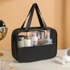Bolsa de Maquillaje Patchwork Semi-Transparente de PVC en Stock, Neceser de Gran Capacidad, Bolsa de Almacenamiento Portátil Impermeable de PU para Viaje