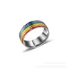 Anillos Populares Transfronterizos Europeos y Americanos de Acero de Titanio de Colores para Mujer, Anillos de Pareja con Esmalte de Siete Colores, Anillos Más Vendidos en Amazon para Hombre