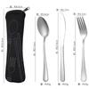 Juego de cubiertos portátil de acero inoxidable transfronterizo para estudiantes, cuchillo, tenedor, cuchara, palillos, bolsa de tela, juego con impresión de LOGO, venta directa de fábrica