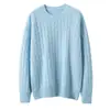 Suéter Tricô Cabo Cor Sólida Outono e Inverno Novo Tricotado Manga Longa Pulôver Camada Base Feminino Gola Redonda Espessado Caxemira