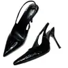 Tacones colección primavera 2026: Sandalias de tacón de aguja, punta cerrada, con diseño de una sola tira, charol, que exudan un aire sofisticado y elegante, zapatos planos de punta fina, corte bajo