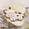 Joias DIY Transfronteiriças Liga Esmalte Pequeno Pingente de Vaca Desenho Animado Colar Brincos Chaveiro Acessórios