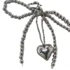 Nuevo Colgante de Corazón Plateado con Lazo Dulce de Perla Coreano Llavero de Coche Accesorios Colgantes para Teléfono Móvil Auriculares