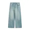 Jeans de pierna recta de moda retro estilo japonés de la marca Rumeng para hombre, versátiles casuales de otoño de corte holgado, pantalones largos de pierna ancha para pareja