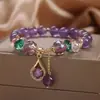 Nuevo Celebridad de Internet Amuleto de Amatista Natural Antigua Flor de Cinco Hojas Pulsera Pulsera de Gotas de Agua Mori Regalo de Novia para Tanabata