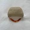 Bolso de Mano de Lujo con Cuentas para Mujer Verano 2025 Vacaciones en la Playa Nuevo Bolso de Paja Hombro Único Cruzado Bolso Tejido