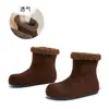 Altura Interior 3.5cm Botas de Nieve Cálidas Forradas de Felpa para Mujer 2025 Invierno Nuevos Planos Botines Cortos Retro Versátiles Zapatos de Algodón