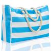 Bolsa de Almacenamiento Rayada Azul y Blanca para Exteriores, Disponible en Stock Transfronterizo, Absorbente de Agua, Secado Rápido, Bolsa de Viaje Grande Tipo Tote, Bolsa de Playa Impermeable