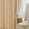 Tela de Cortina Sencilla de Color Sólido Blackout Dormitorio Color Crema Té Sala de Estar Piso a Techo Grande Producto Terminado Nuevo Producto 2024