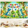 Tecido de Fundo de Aniversário Transfronteiriço 2026 Novo Tecido Pendurado de Aniversário Faixa de Decoração para Festa de Aniversário Tecido de Fundo Colorido de Desenho Animado